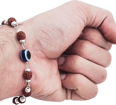 Fine Creation Rudraksha, Evil Eye Silver Charm Bracelet