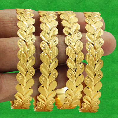 Goldfish Brass Gold-plated Bangle Set(Pack of 4)