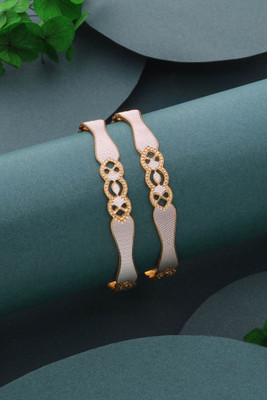 Divastri Brass Diamond Gold-plated Bangle Set(Pack of 2)