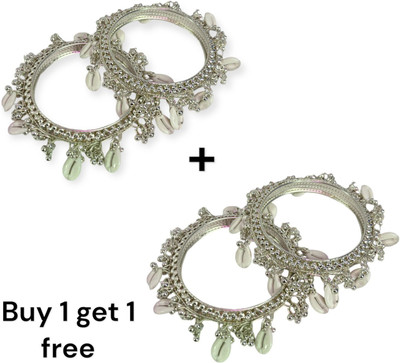 nitya fashion Shell Silver Coated Bangle Set(Pack of 4)