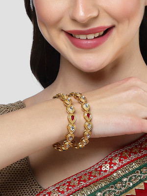 Karatcart Alloy Crystal Gold-plated Bangle Set(Pack of 2)