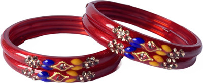 Karaavi Glass Crystal Enamel Bangle Set(Pack of 4)