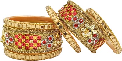 Royal Bangles Plastic Zircon Gold-plated Kada(Pack of 6)