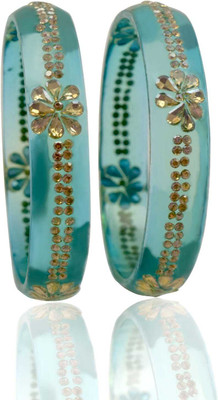 Shahi Pehnawa Glass Cubic Zirconia Bangle Set(Pack of 2)