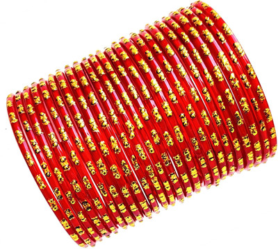ZUMKA Glass Gold-plated Bangle Set(Pack of 24)
