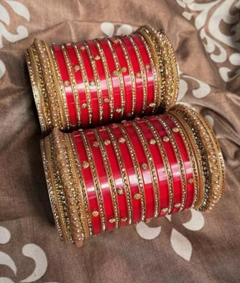 Valya Plastic Cubic Zirconia Bangle Set(Pack of 10)