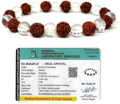 VIBESLE Crystal, Rudraksha, Clear Quartz Beads Charm Bracelet