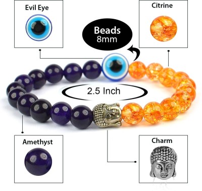 REIKI CRYSTAL PRODUCTS Amethyst, Citrine + Golden Beads, Agate, Crystal Bracelet