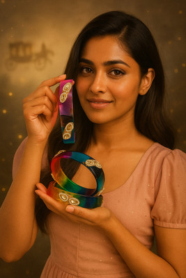 Shree Sanwariya Seth Arts & Crafts Crystal Crystal Bangle Set(Pack of 2)