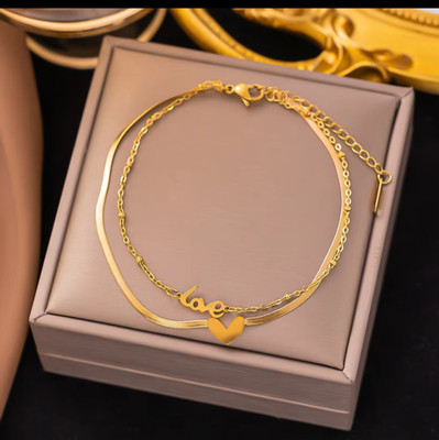 Glonio Stainless Steel Gold-plated Charm Bracelet