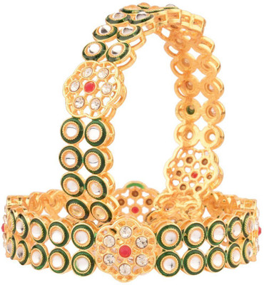 Efulgenz Alloy Crystal Gold-plated Bangle Set(Pack of 2)