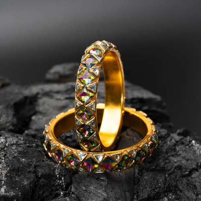 Mamon Creations Alloy Gold-plated Bangle Set(Pack of 2)
