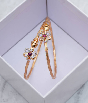 Geminifabric Alloy Cubic Zirconia Gold-plated Bracelet Set(Pack of 2)