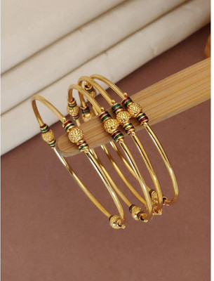 Dhavni Enterprise Copper Gold-plated Bangle Set(Pack of 4)