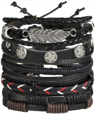 kazare Leather Rhodium Bracelet(Pack of 5)
