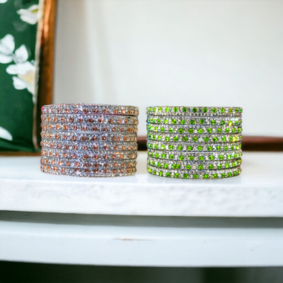 JUSTBUYZ Plastic Cubic Zirconia Bangle Set(Pack of 10)