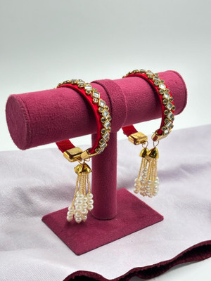 SatnamCreation Alloy Pearl Gold-plated Bangle Set(Pack of 2)