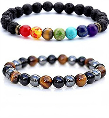 Blessaro Stone Beads, Agate, Amber, Crystal, Turquoise, Quartz Bracelet(Pack of 2)