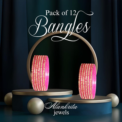 Alankrita Glass Zircon Bangle Set(Pack of 12)
