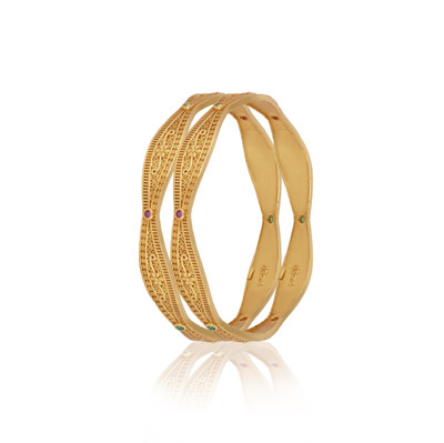 Kushi Copper Gold-plated Bangle Set(Pack of 2)