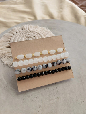 OCTAGON HUB Crystal, Glass Beads, Jade Bracelet Set(Pack of 4)