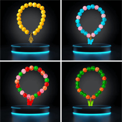 Poohit Collections Crystal Charm Bracelet(Pack of 4)