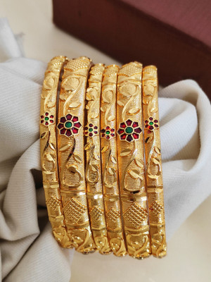 ZR JEWELS Alloy Gold-plated Bangle Set(Pack of 6)