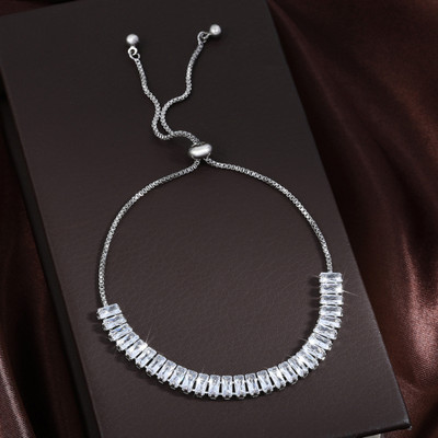 MASHBA Alloy Cubic Zirconia Silver Bracelet