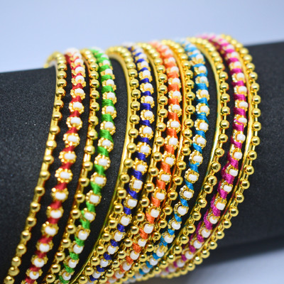 GLADTIME Brass Gold-plated Bangle Set(Pack of 10)
