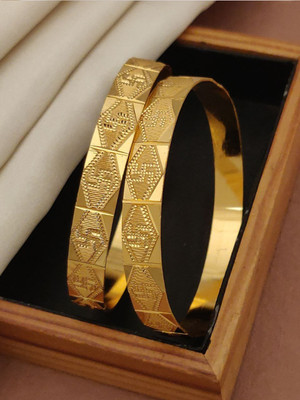 LYRISS Copper Gold-plated Bangle(Pack of 2)