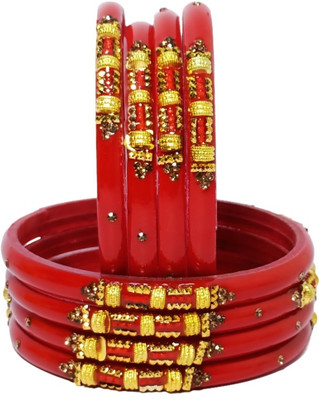 T4 JEWELS Glass Cubic Zirconia Gold-plated Bangle Set