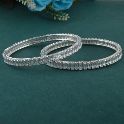 memoir Brass Sterling Silver Bangle Set(Pack of 2)