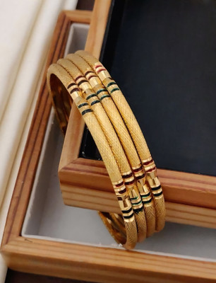 Aureva Jewels Brass Gold-plated Bangle Set(Pack of 4)