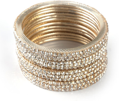 CG enterprises Alloy Crystal Gold-plated Bangle Set(Pack of 10)