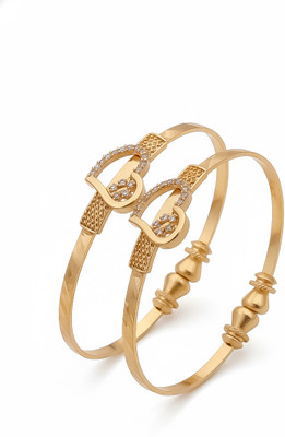 KCE Copper, Alloy Cubic Zirconia Gold-plated, Enamel Bangle Set(Pack of 2)