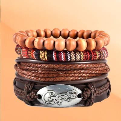 University Trendz Leather Charm Bracelet(Pack of 4)