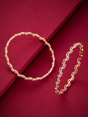 Kushal's Fashion Jewellery Copper Zircon Gold-plated Bangle Set(Pack of 2)