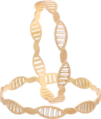 Divastri Brass Diamond Gold-plated Bangle Set(Pack of 2)