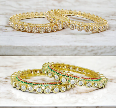 Anahat collection Alloy Gold-plated Bangle Set(Pack of 2)