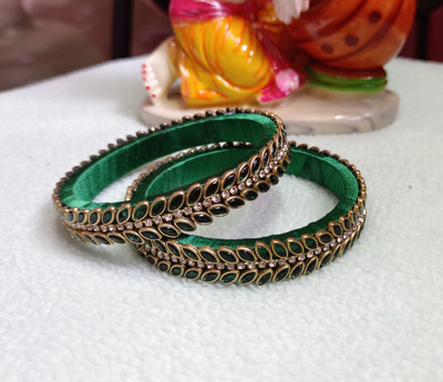 Hkthreads Fabric, Stone, Plastic Bangle Set(Pack of 2)