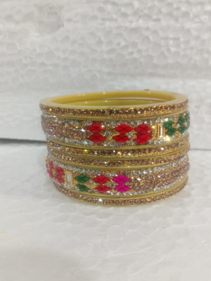 Beauty quility kangan set Plastic Zircon Gold-plated Kada(Pack of 6)