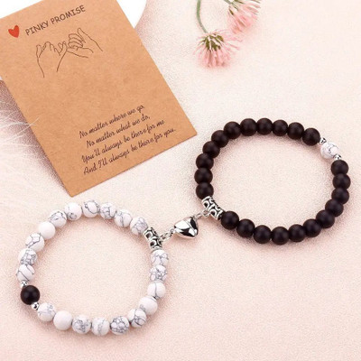 VIANSH Brass, Stone, Dori, Copper, Alloy, Steel, Stainless Steel Beads, Pearl Black Silver, Silver Bracelet Set(Pack of 2)