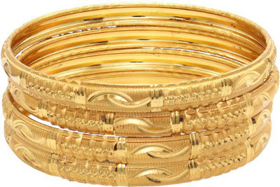 moonplus Metal Gold-plated Bangle Set(Pack of 4)