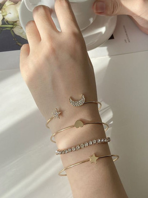 Dressberry Alloy Cubic Zirconia Gold-plated Cuff(Pack of 4)