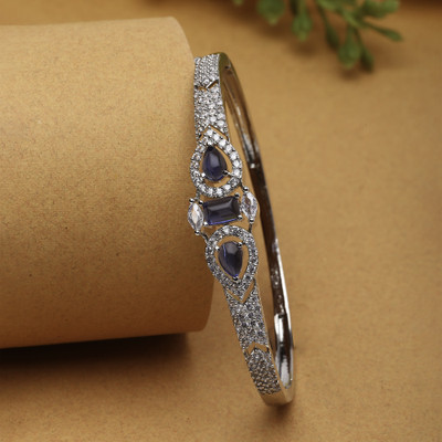ZENEME Brass Cubic Zirconia Rhodium Bracelet