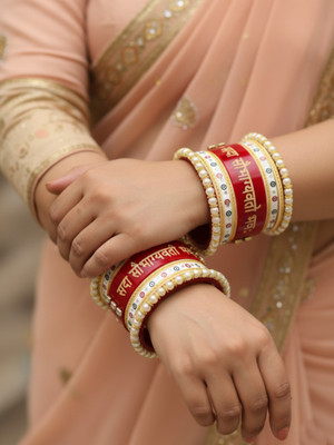 SHINE OF STARS Stone, Plastic Gold-plated Bangle Set(Pack of 2)