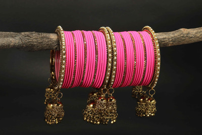 Rijoli Metal Zircon Gold-plated Bangle Set(Pack of 42)