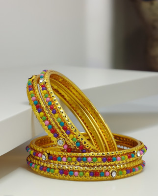 Jewels Kafe Alloy Gold-plated Bangle Set(Pack of 4)