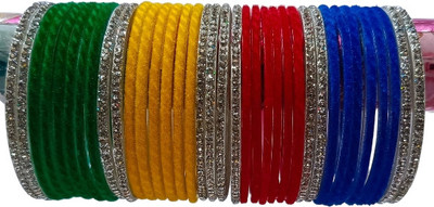 DURGANSH Glass Zircon Bangle Set(Pack of 34)