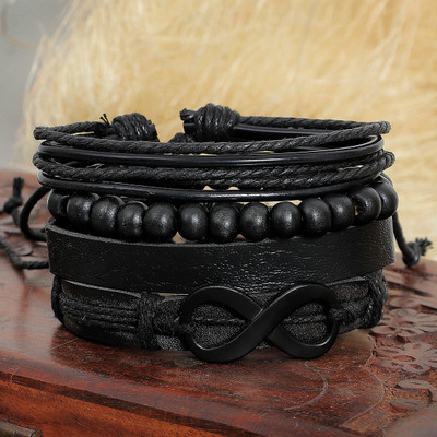 Jewelgenics Leather Beads Bracelet Set(Pack of 4)